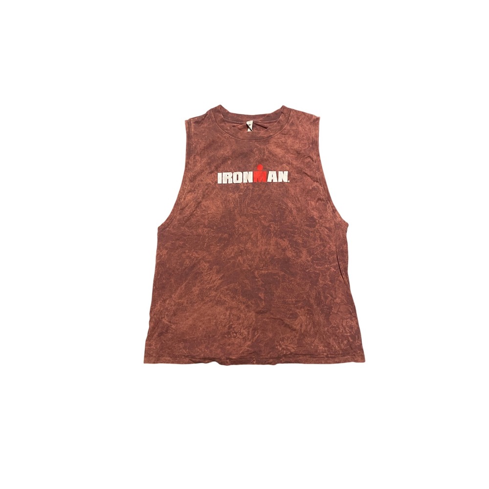 Lululemon Ironman Muscle Tank Top Mens L Acid Wash Clay Red Pima Cotton Blend